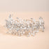 Kercisbeauty Handmade Leaves and Pearls Beaded Silver Hair Tiara for Women Girls Wedding Prom Accessories