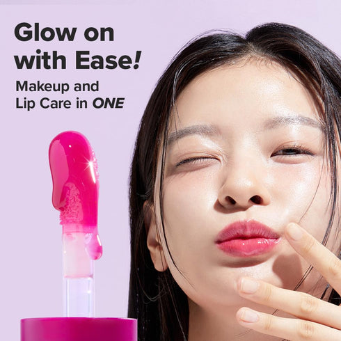 I DEW CARE Lip Gloss - Glow Easy Raspberry, Jojoba Seed Oil, Vitamin C, Hydrating, Korean Makeup, 0.12 FL Oz