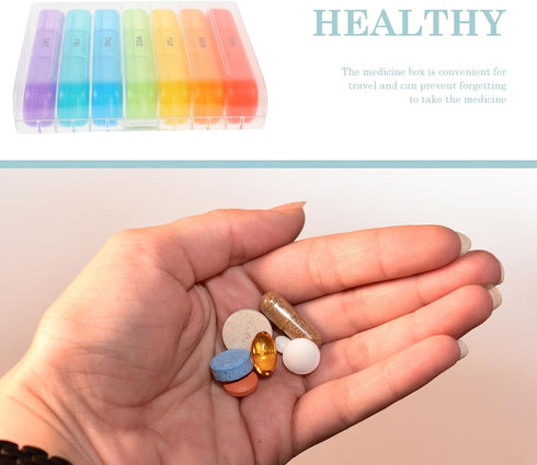 TOPPERFUN 21-Compartment Rainbow Weekly Pill Organizer Portable Plastic Medicine Storage Box with Flip Lid for Travel