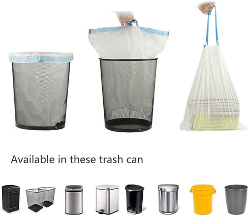 4 Gallon Small White Strong Drawstring Trash Bags, 100 Counts, Garbage Bags for Bathroom, Bedroom, Office