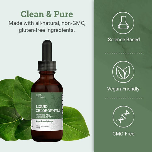 Immune 2 oz Earth Harmony Liquid Chlorophyll, Liquid Drops for System Support, Natural Internal Deodorant, Vegan