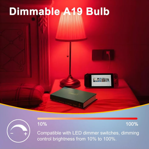 Verbeeck 670nm Bulb,6 Pack 9W E26 A19 Bulb,Dimmable,Melatonin Red Light Red Light Sleep Therapy Promoting,Healthy Sleep