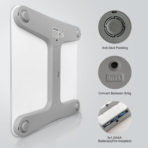 WGGE Smart Digital Bathroom Weight Scale, Body Fat Scale with BMI, Body Composition Analyzer, Max: 400 Pounds