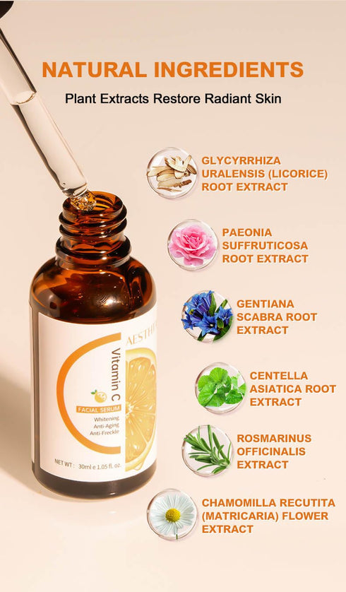 Premium Vitamin C Serum for Face, Anti Aging with Hyaluronic Acid, Panthenol, Retinol & Amino Acids for Hydration