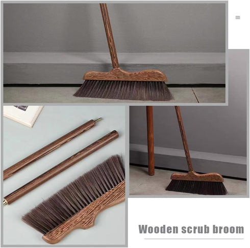 UNOMOR Handmade Soft Wood Broom, Long Handle for Dust Removal, Kitchen Cleaning, Patio, and Floor Brush