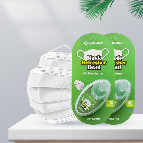 Face Mask Refresher with Natural Essential Oils, Long-Lasting Strong Fragrance, 100 beads/pack, Pack of 2, Pure Mint