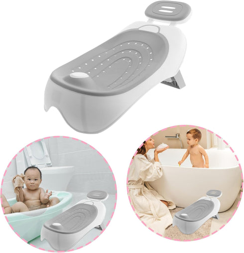 Adjustable Bath Seat with Non-Slip Foam Support Foldable Bathtub Mat for Versatile Bath Stool Bed Fits Double Sinks