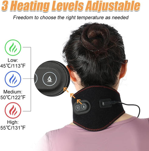 Portable Heating Pad for Neck with Massager, 3 Adjustable Temperatures & 4 Massage Modes for Pain Relief