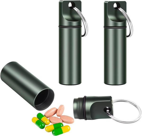 3 Packs Keychain Pill Holder, EFFIET Waterproof Small Pill Fob Travel Medicine Case for Purse, Mini Organizer for Men &