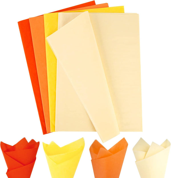 Koogel 112PCS Orange Tissue Paper, 20x14 inch Fall Colored Bulk Gift Wrapping Paper for DIY Crafts