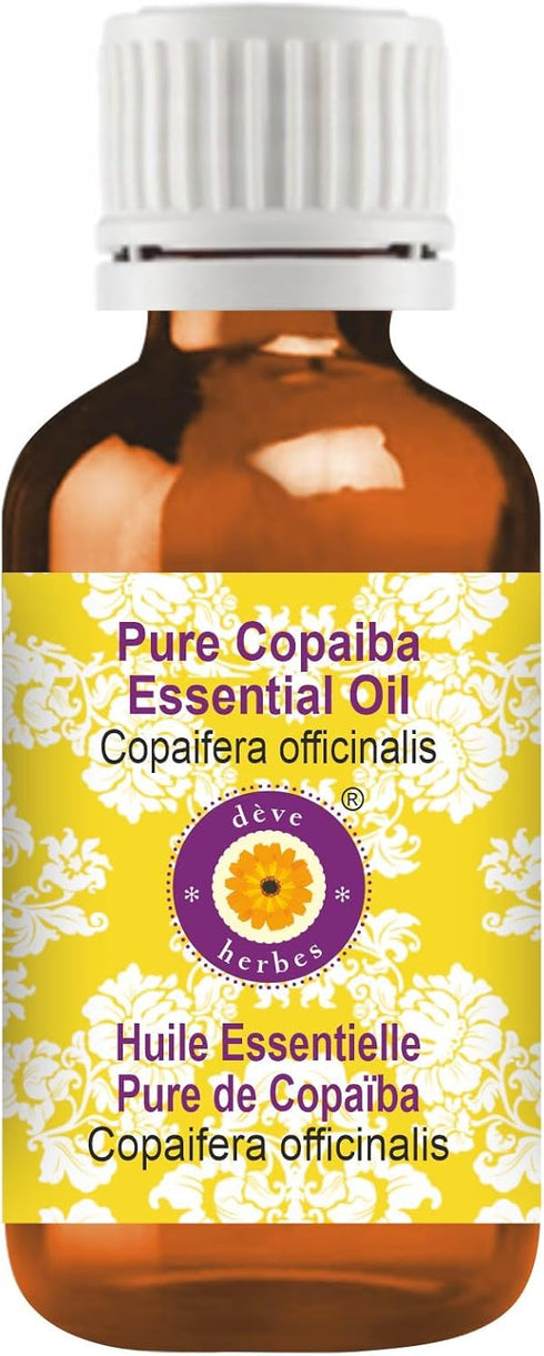 Deve Herbes Pure Copaiba Essential Oil (Copaifera officinalis) - 100% Therapeutic Grade Steam Distilled 15ml (0.50 oz)