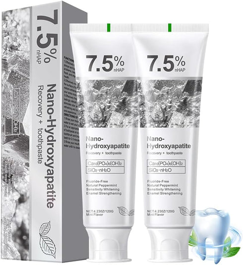 MOONGAZE 2-Pack 7.5% Hydroxyapatite Toothpaste, Fluoride-Free for Sensitive Teeth Enamel Protection & Sensitivity