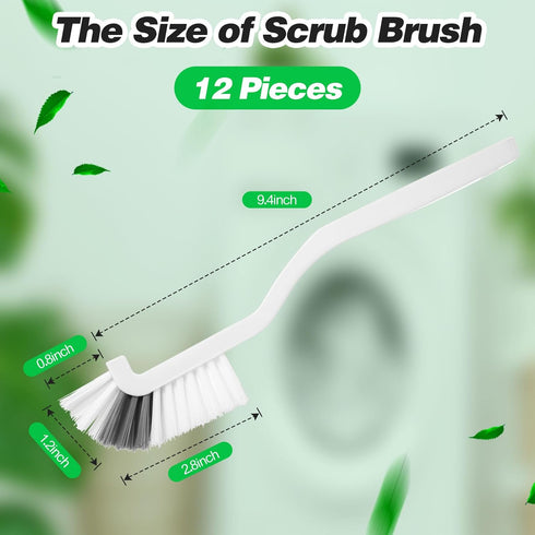 Yinkin Kitchen Scrub Brush Bulk, Mini Grout Brush for Household Cleaning, 12 Stiff Bristle Brushes