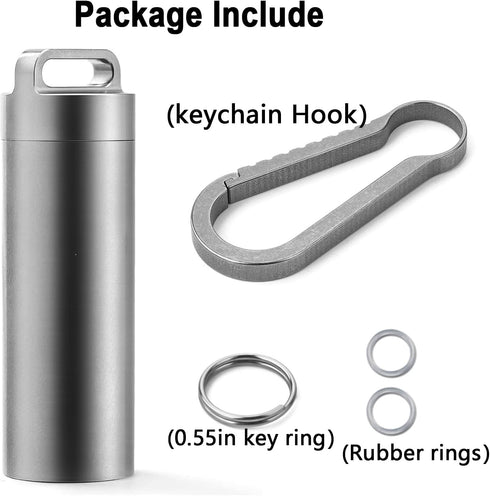 TISUR Portable Pill Cases, Waterproof Metal Titanium Pill Holder, Keychain Pill Box, Medicine Organizer for Travel,