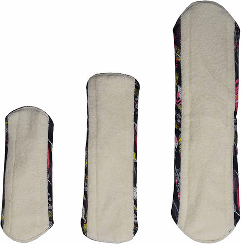 ReUseLife 12 Pack Pads,4 4 10 Inch 3 14 Inch 1 Cloth Menstrual Pads,Reusable Sanitary Pieces Panty Liners + Pieces