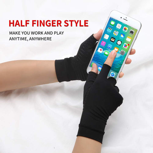 Copper Compression Arthritis Gloves - Best Copper Infused Fingerless Gloves for Pain Relief and Healing for Arthritis