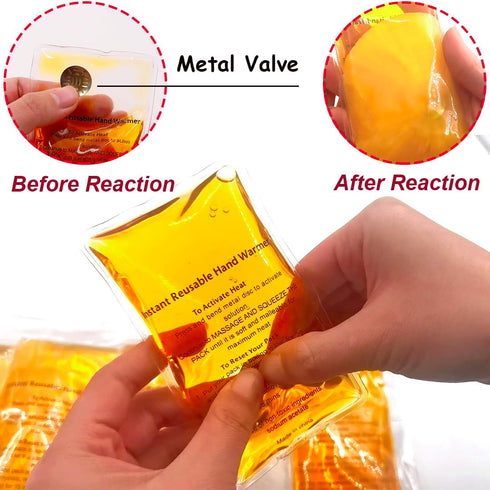 Packs, Reusable Click Instant Heat Pocket Hand Warmers, Snap It Hot/Cold Gel Heating Pad for Adults & Kids, Instant Hot