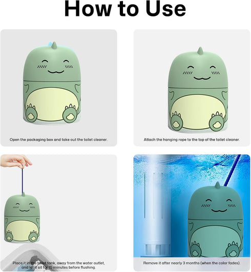 Toilet Bowl Cleaners Automatic Toilet Cleaner for Inside the Bowl Bathroom Toilet Tank Cleaner Dinosaur Shape Design