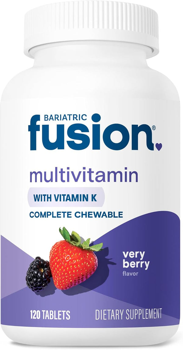 Bariatric Fusion Very Berry Complete Chewable Multivitamin with Iron & Vitamin K - 120 Tablets for Bariatric Patients