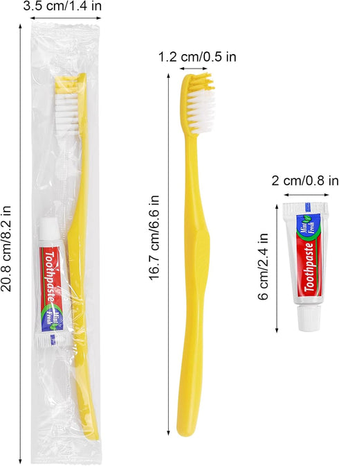 Disposable Toothbrush Set Pack of 150, Yellow Hollow Individually Wrapped Manual Travel Toothbrush Kit for Adults,