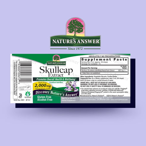 Nature's Answer Alcohol-Free Skullcap Herb, 1 Fluid Ounce