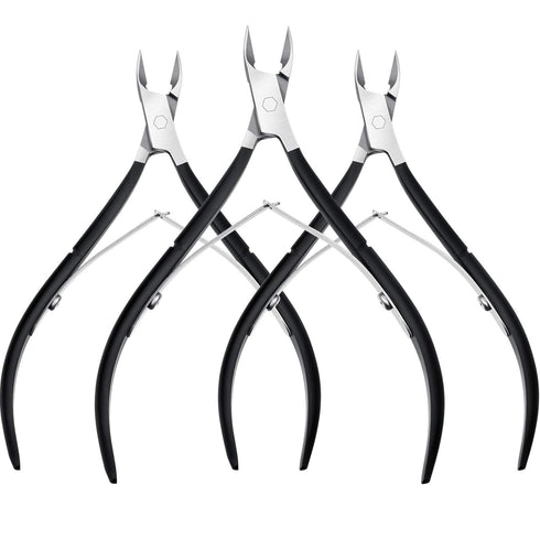 Mudder 3 Packs Cuticle Nippers Cutter Tool, Stainless Steel Nail Trimmer for Fingernails and Toenails (Black)