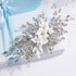 Missgrace Bridal Wedding Crystals Hair Comb, Handmade Flower Leaves Side Headpiece for Women (Silver)