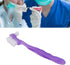 Portable False Teeth Cleaning Brush, Elderly Denture Brush with Container for Home Travel (Purple)