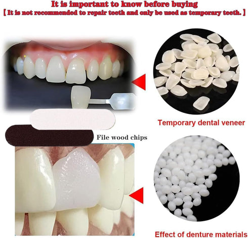VEZE Tooth Repair Kit, Thermal Fitting Beads and Fake Teeth for Temporary Fixing Missing Tooth, Yellow