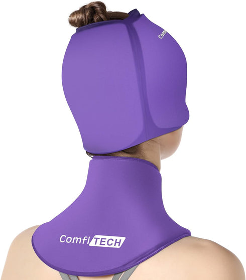 ComfiTECH Migraine Relief Cap & Neck Ice Pack Wrap Gel, Headache Relief Cap for Neck Pain, Sinus Care Package