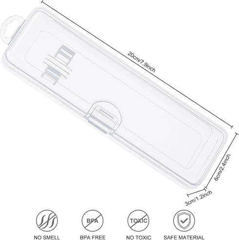 Transparent Toothbrush Case 2 Packs, Travel Size Plastic Holder, 7.87 x 2.36 x 1.18 inches, Portable for 2 Toothbrushes