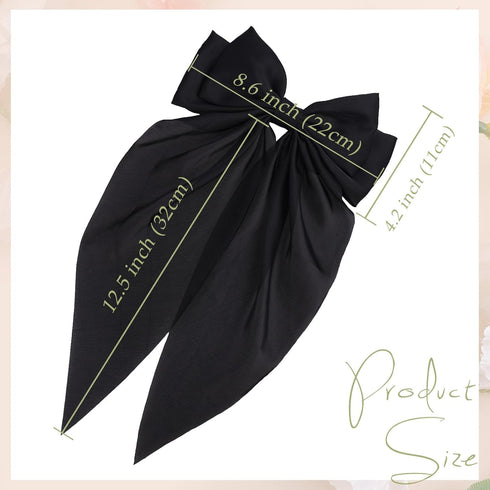 MRJ 4 Pcs Big Hair Ribbons, Silky Satin Hair Bows for Women, Large Hair Clips, Aesthetic Barrettes