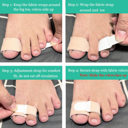 Big Toe Hammer Toe Wraps (10 Pack), Soft Padded Corrector for Pain Relief, Toe Bandages Protectors for Crooked, Curled,
