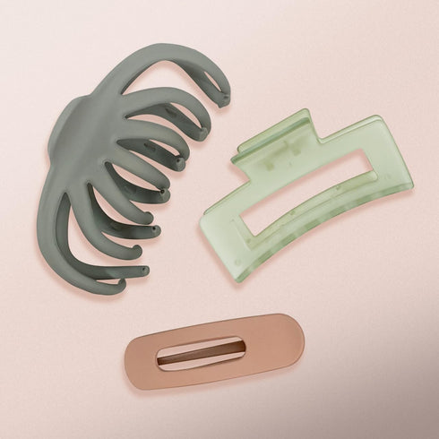 Kitsch Large Assorted Hair Clips for Women - 3 pcs Medium Open Shape Claw Clips for Thick Hair and Styling