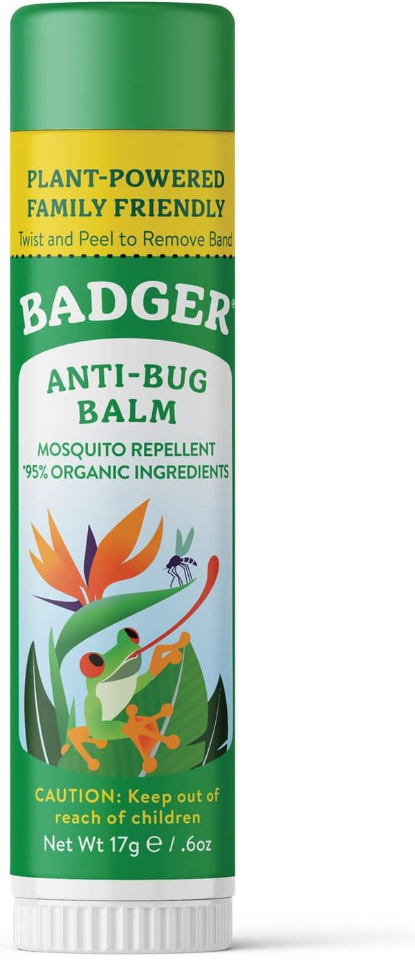 Badger Bug Repellent Stick, Non-DEET Mosquito Repellent with Citronella & Lemongrass, 0.6 oz Travel Size