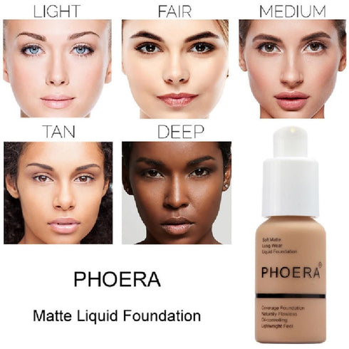 2 Pack PHOERA Foundation - Flawless Soft Matte 24HR Oil Control Full Coverage Makeup (102 Nude-30m)