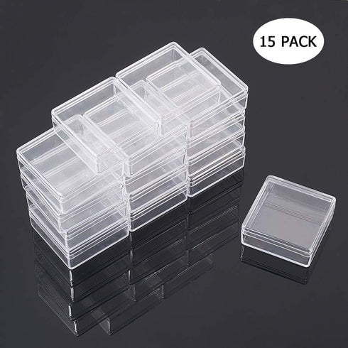 BENECREAT 15 Pack High Transparency Plastic Storage Containers, Mini Earplugs Storage Box for Beads and Small Jewelry