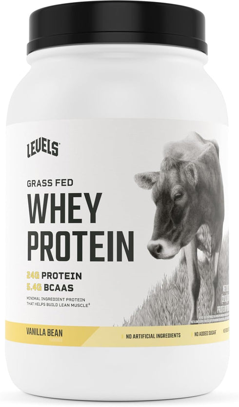 Levels Grass Fed Whey Protein Powder - 24G of Protein, No Artificials, Vanilla Bean, 2LB