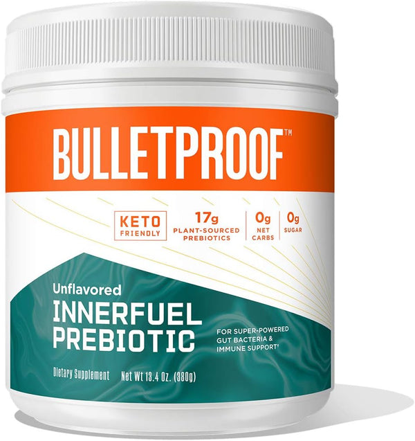 Bulletproof Unflavored Innerfuel Prebiotic Fiber Powder, 13.4 Ounces, Supplement for Gut Health and Immune Support