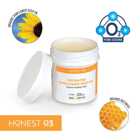 Ozonated Sunflower Oil, Organic Ozone Infused Natural Skin Care for Moisturizing and Cleansing for People and Pets
