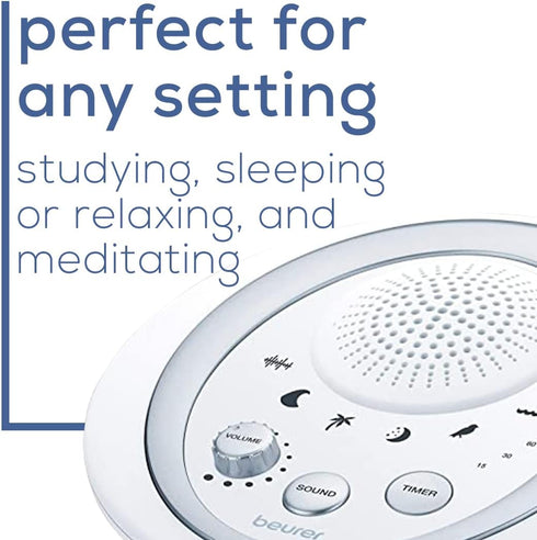 WN50 Beurer White Noise Machine, Sound Asleep for Home, Office, Baby Non-Looping Soothing for Relaxation & Portable