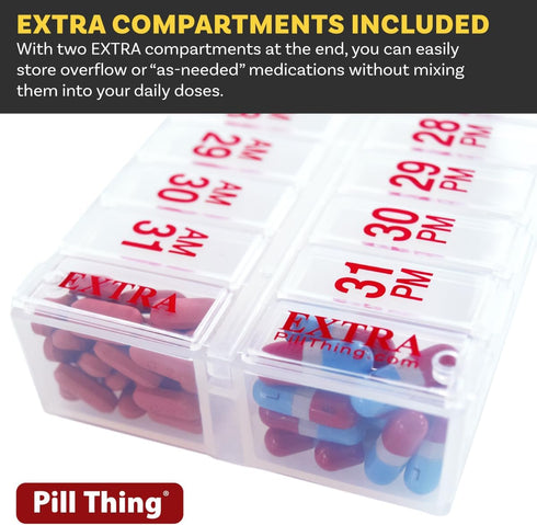 Set Set 2 1 Twice-a-Day Monthly Large Pill Organizer - AM/PM Medication Organizer for the Entire Month Pill Box