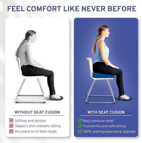 Wedge Pillow for Office Chair and Car Seat Cushion, Medium Firm Memory Foam Seat Pad for Tailbone and Hip Pain Relief