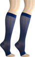 Truform Sheer Compression Stockings, Women's Knee High Length, Open Toe, 15-20 mmHg, 20 Denier, Blue, Medium