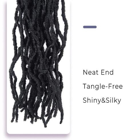 Niseyo Faux Locs Crochet Hair 14 Inch - 6 Packs Short Pre Looped Synthetic Hair Extensions (Jet Black)