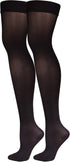 Truform Women's Compression Stockings, 20-30 mmHg, Thigh High Length, Closed Toe, Opaque, Large Black