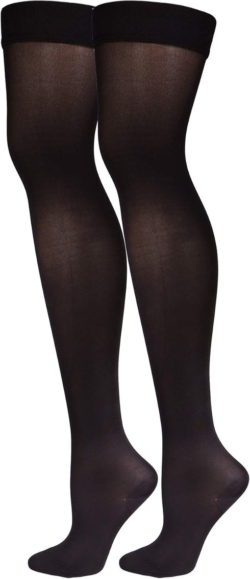 Truform Women's Compression Stockings, 15-20 mmHg, Thigh High Length, Closed Toe, Opaque, Black, Medium