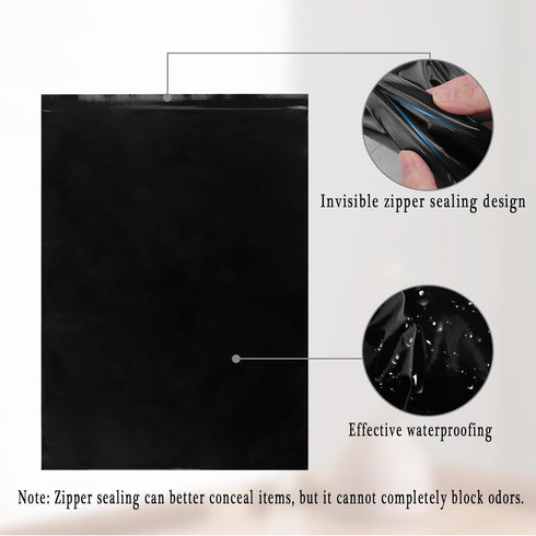 Adult Diaper Disposal Bags Pack of 100, Black Disposable Bags 9.84x13.78inches Zip Seal Opaque Incontinence Pad Disposal