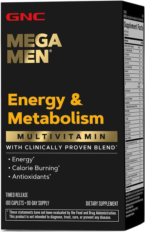 GNC Mega Men Energy & Metabolism Multivitamin, Antioxidants and Increased Calorie Burning, 180 Count