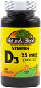 Nature's Blend Vitamin D3 1000 IU, 300 Tablets